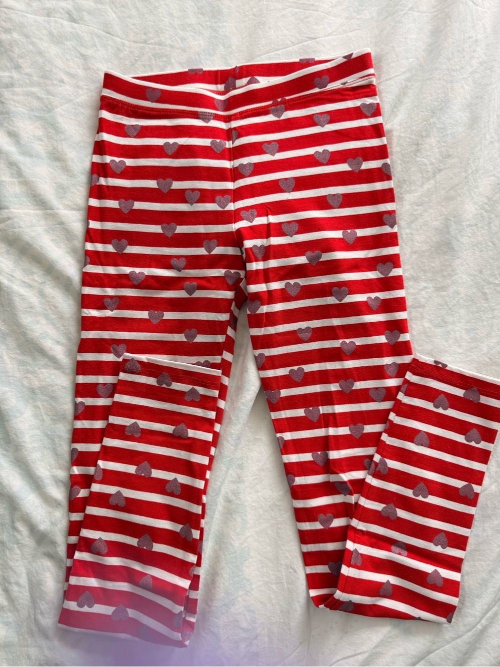 Crewcuts Red & White Striped Heart Leggings